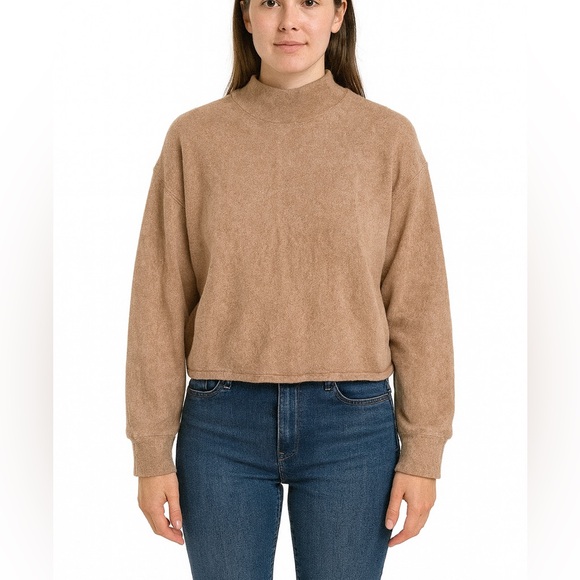 Socialite Mock Neck Soft Cloud Jersey Long Sleeve Top Camel Beige, Size L, NWT - Picture 10 of 10